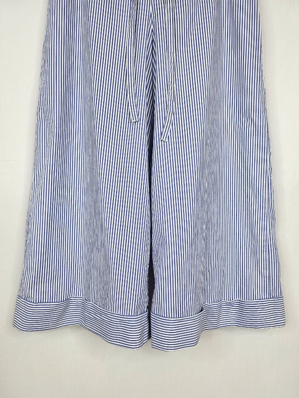 J. Crew | Striped Wide Leg Palazzo Capri Pants | Blue White | Size 4 - Picture 6 of 13